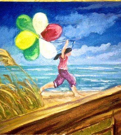 Girl with balloons
